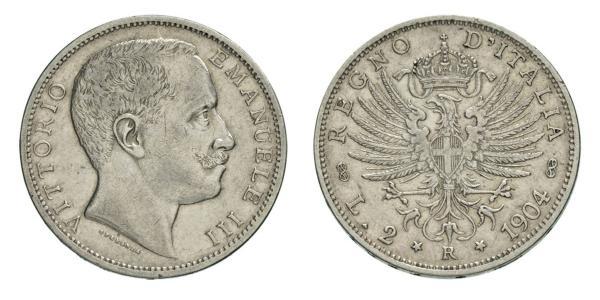 2 Lira 意大利王國 (1861-1946) 銀 Vittorio Emanuele III (1869 - 1947)