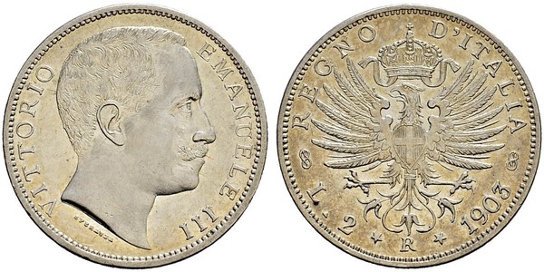2 Lira 意大利王國 (1861-1946) 銀 Vittorio Emanuele III (1869 - 1947)