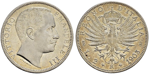 2 Lira 意大利王國 (1861-1946) 銀 Vittorio Emanuele III (1869 - 1947)