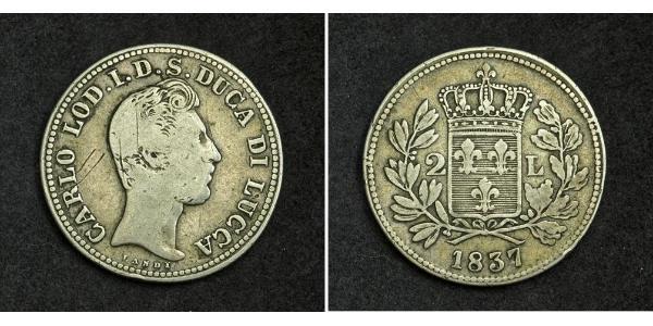 2 Lira 意大利王國 (1861-1946) 銀 卡洛二世 (帕尔马)