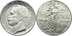 2 Lira 意大利王國 (1861-1946) 銀/Platinum 维托里奥·埃马努埃莱三世 (1869 - 1947)