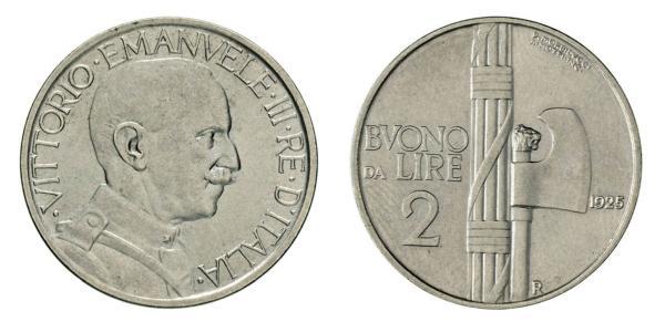 2 Lira 意大利王國 (1861-1946) 镍 维托里奥·埃马努埃莱三世 (1869 - 1947)