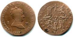 2 Maravedi Kingdom of Spain (1814 - 1873) Copper 