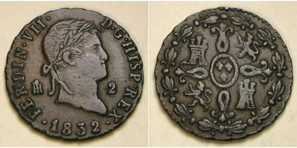 2 Maravedi Kingdom of Spain (1814 - 1873) Cuivre 