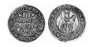 2 Marck Free Imperial City of Aachen (1306 - 1801) Silver Francis I, Holy Roman Emperor (1708-1765)