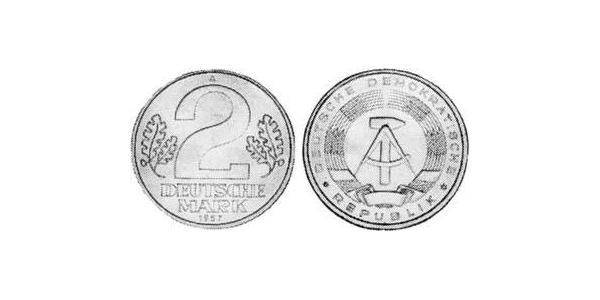 2 Mark República Democrática Alemana (1949-1990) Aluminio 