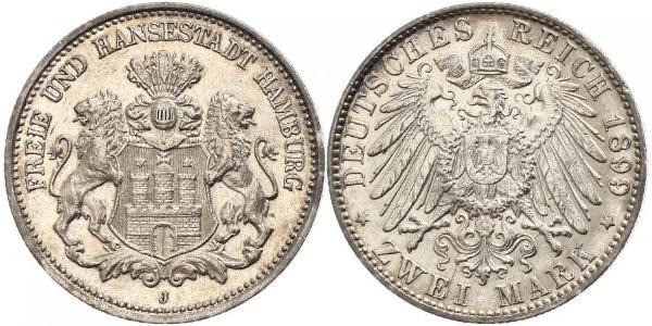 2 Mark Allemagne / Hambourg Argent 