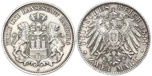 2 Mark Allemagne / Hambourg Argent 