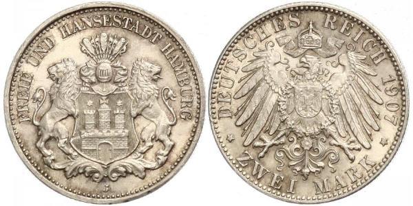 2 Mark Allemagne / Hambourg Argent 