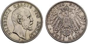 2 Mark Anhalt-Dessau (1603 -1863) Argent Frederick I, Duke of Anhalt (1831-1904)