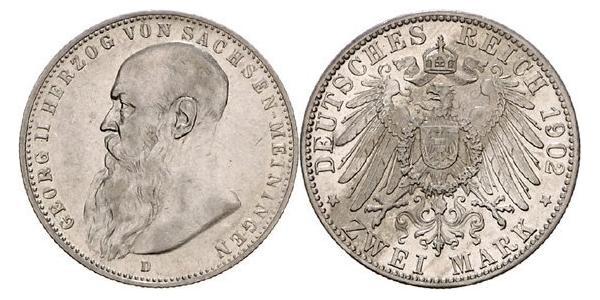 2 Mark Duché de Saxe-Meiningen (1680 - 1918) Argent Georges II de Saxe-Meiningen-Hildburghausen