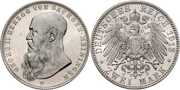 2 Mark Duché de Saxe-Meiningen (1680 - 1918) Argent Georges II de Saxe-Meiningen-Hildburghausen