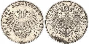 2 Mark Free City of Lübeck Argent 