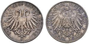 2 Mark Free City of Lübeck Argent 