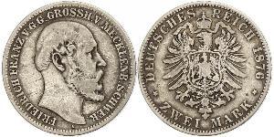 2 Mark Grand-duché de Mecklembourg-Schwerin (1352-1918) Argent Frédéric-François II de Mecklembourg-Schwerin
