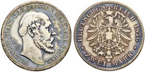 2 Mark Grand-duché de Mecklembourg-Schwerin (1352-1918) Argent Frédéric-François II de Mecklembourg-Schwerin