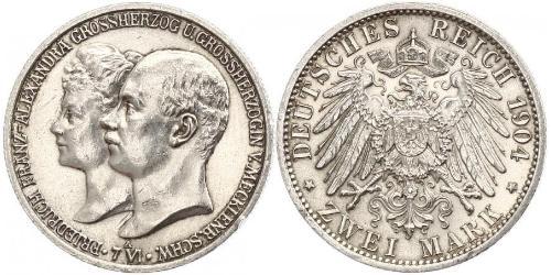 2 Mark Grand-duché de Mecklembourg-Schwerin (1352-1918) Argent Frederick Francis IV, Grand Duke of Mecklenburg (1882 - 1945)