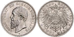 2 Mark Principauté de Lippe (1123 - 1918) Argent Georges de Schaumbourg-Lippe