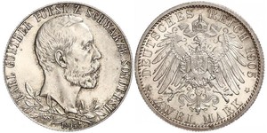 2 Mark Principauté de Schwarzbourg-Sondershausen (1599-1920) Argent 