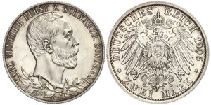 2 Mark Principauté de Schwarzbourg-Sondershausen (1599-1920) Argent 