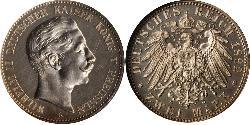 2 Mark Royaume de Prusse (1701-1918) Argent Wilhelm II, German Emperor (1859-1941)