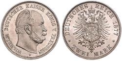 2 Mark Royaume de Prusse (1701-1918) Argent Wilhelm I, German Emperor (1797-1888)