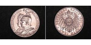 2 Mark Royaume de Prusse (1701-1918) Argent Wilhelm II, German Emperor (1859-1941)