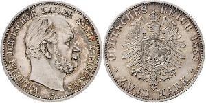 2 Mark Royaume de Prusse (1701-1918) Argent Wilhelm I, German Emperor (1797-1888)