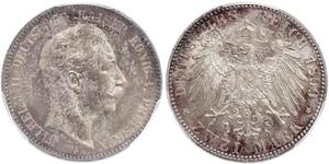 2 Mark Royaume de Prusse (1701-1918) Argent Wilhelm II, German Emperor (1859-1941)