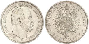 2 Mark Royaume de Prusse (1701-1918) Argent Wilhelm I, German Emperor (1797-1888)