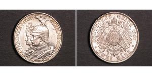 2 Mark Royaume de Prusse (1701-1918) Argent Wilhelm II, German Emperor (1859-1941)