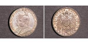 2 Mark Royaume de Prusse (1701-1918) Argent Wilhelm II, German Emperor (1859-1941)