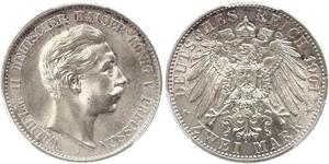 2 Mark Royaume de Prusse (1701-1918) Argent Wilhelm II, German Emperor (1859-1941)