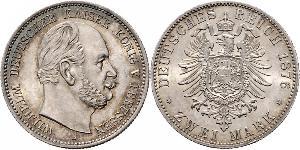 2 Mark Royaume de Prusse (1701-1918) Argent Wilhelm I, German Emperor (1797-1888)