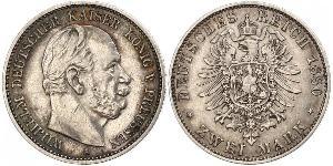 2 Mark Royaume de Prusse (1701-1918) Argent Wilhelm I, German Emperor (1797-1888)