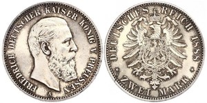 2 Mark Royaume de Prusse (1701-1918) Argent Frédéric III (Empire allemand) (1831-1888)