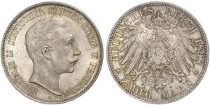 2 Mark Royaume de Prusse (1701-1918) Argent Wilhelm II, German Emperor (1859-1941)