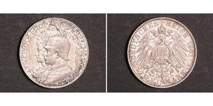 2 Mark Royaume de Prusse (1701-1918) Argent Wilhelm II, German Emperor (1859-1941)