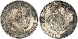 2 Mark Royaume de Prusse (1701-1918) Argent Wilhelm I, German Emperor (1797-1888)