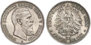 2 Mark Royaume de Prusse (1701-1918) Argent Frédéric III (Empire allemand) (1831-1888)