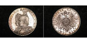 2 Mark Royaume de Prusse (1701-1918) Argent Wilhelm II, German Emperor (1859-1941)