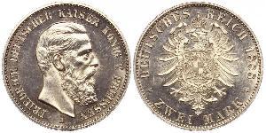 2 Mark Royaume de Prusse (1701-1918) Argent Frédéric III (Empire allemand) (1831-1888)