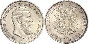 2 Mark Royaume de Prusse (1701-1918) Argent Frédéric III (Empire allemand) (1831-1888)