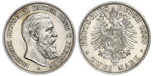 2 Mark Royaume de Prusse (1701-1918) Argent Frédéric III (Empire allemand) (1831-1888)