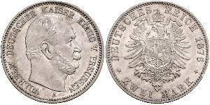 2 Mark Royaume de Prusse (1701-1918) Argent Wilhelm I, German Emperor (1797-1888)