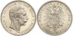 2 Mark Royaume de Prusse (1701-1918) Argent Wilhelm II, German Emperor (1859-1941)