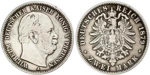 2 Mark Royaume de Prusse (1701-1918) Argent Wilhelm I, German Emperor (1797-1888)