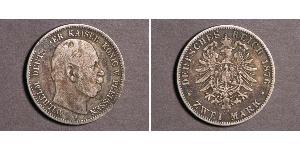 2 Mark Royaume de Prusse (1701-1918) Argent Wilhelm I, German Emperor (1797-1888)