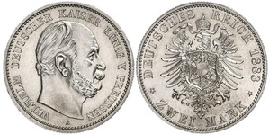 2 Mark Royaume de Prusse (1701-1918) Argent Wilhelm I, German Emperor (1797-1888)