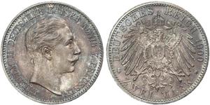 2 Mark Royaume de Prusse (1701-1918) Argent Wilhelm II, German Emperor (1859-1941)